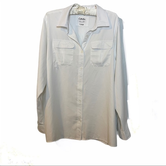 Cabela’s White Outdoor Vented Button Down Top - Picture 1 of 13